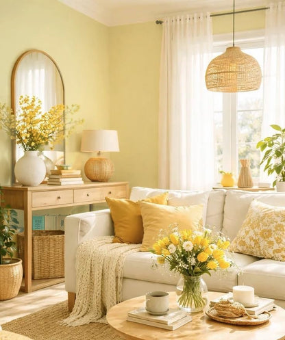 Solid Light Yellow Wallpaper Matte Textured Peel and Stick Wallpaper 118"X15.7" Self Adhesive Removable Wall Paper Waterproof Contact Paper for Living Room Bedroom Decor
