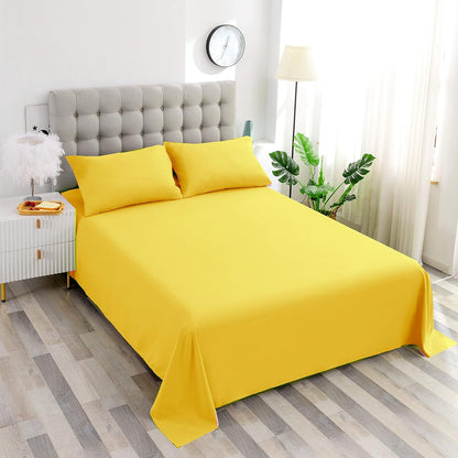 Flat Sheet Single,1 Pack Solid Flat Sheet Smooth Touch Hotel Quality (Twin, Yellow)