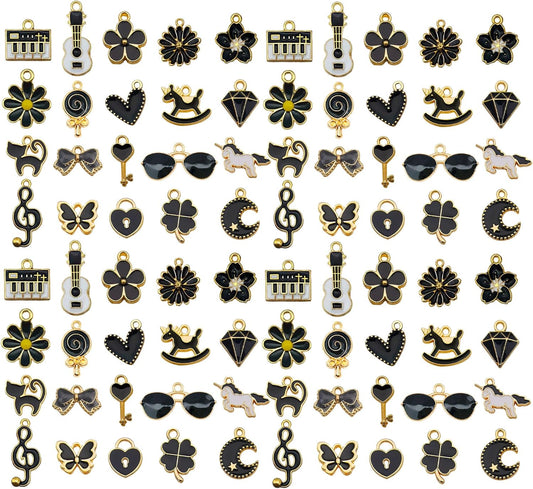 40pcs 20 pairs Assorted Enamel Bracelet Charms for Jewelry Making DIY Necklace Bracelet Earrings Keychain Crafting Charms Kit Crafts (Yellow-SN990)