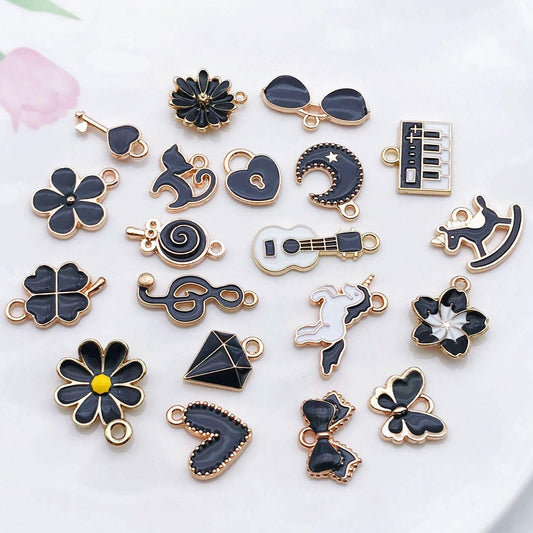 40pcs 20 pairs Assorted Enamel Bracelet Charms for Jewelry Making DIY Necklace Bracelet Earrings Keychain Crafting Charms Kit Crafts (Yellow-SN990)
