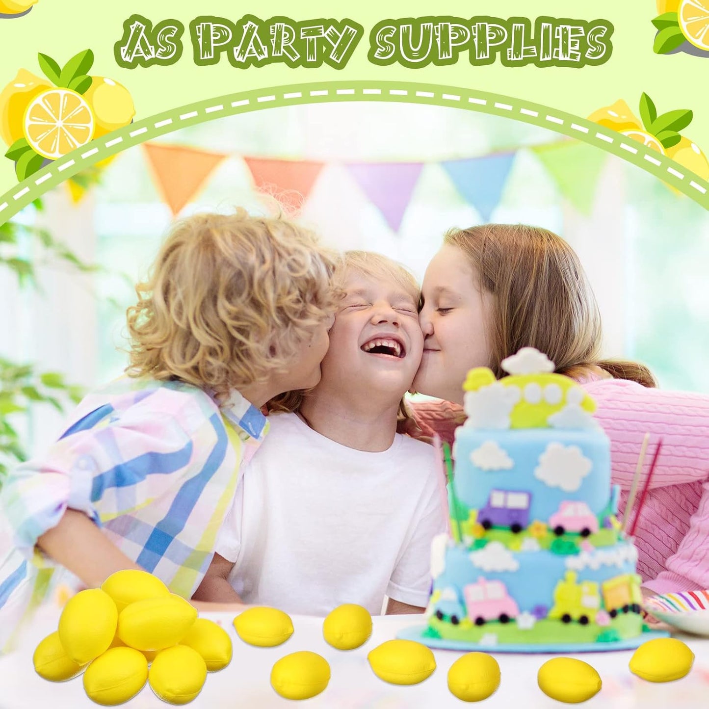 36 Pcs Lemon Toys Lemon Relieve Stress Ball Party Favors Pu Foam Quick Rising Fruit Stress Relieve Toys for School Home Small Party Bag Fillers