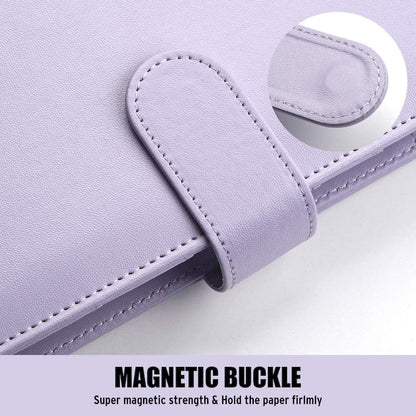 A5 Notebook Photocard Binder, 6 Ring Planner, Stylish Loose Leaf Personal Organizer Cover with Magnetic Buckle, PU Leather Binder Women with Soft Colors (Yellow)
