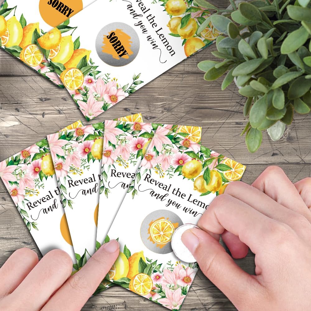 50 Pack Reveal The Lemon Scratch Off Cards | Lemon Scratch Game for Bridal Shower Raffle Ticket Lottery Game Wedding Engagement Party Bachelorette Birthday Party Supplies
