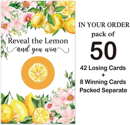 50 Pack Reveal The Lemon Scratch Off Cards | Lemon Scratch Game for Bridal Shower Raffle Ticket Lottery Game Wedding Engagement Party Bachelorette Birthday Party Supplies