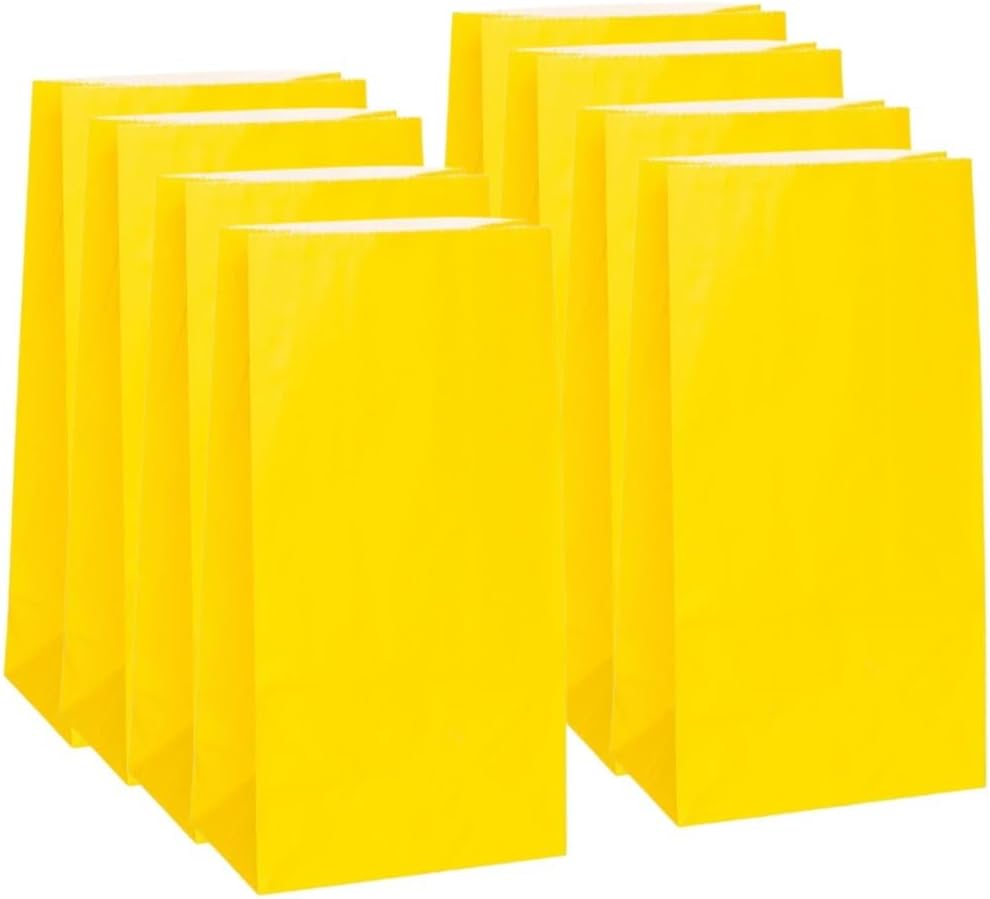 Vibrant Sunflower Yellow Paper Party Bags (Pack of 12) - Premium Quality, Perfect for Celebrations & Gifts