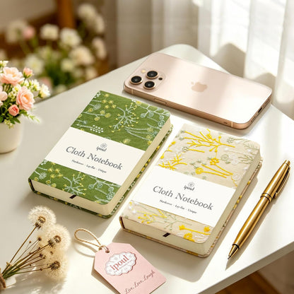 Embroidered Pocket Notebook for Women, A6 Mini Cloth Journal, Hardcover, 264 Pages, 4x6 Small Lined Notebook & Sketchbook, Beautiful Diary, Little Notepad, Apricot Yellow.