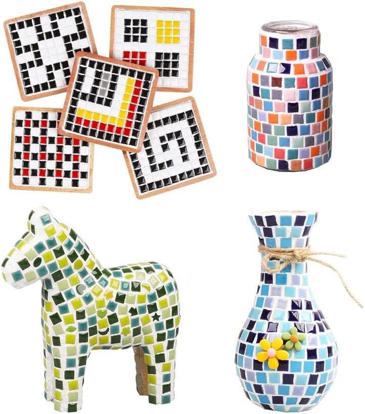 500g/1.1lb Random Color Irregular Ceramics Mosaic Tiles,DIY Making Creative Ceramic Mosaic Tiles for DIY Craft Plates Flowerpots Vases Cups Mosaic Making Supplies (Square(0.47"))