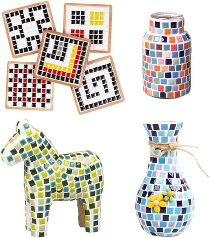 500g/1.1lb Random Color Irregular Ceramics Mosaic Tiles,DIY Making Creative Ceramic Mosaic Tiles for DIY Craft Plates Flowerpots Vases Cups Mosaic Making Supplies (Square(0.47"))