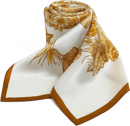100% Pure Mulberry Silk Square Scarf-27''x27 Lightweight Hair Scarves Headscarf Night Sleeping with Gift Packed