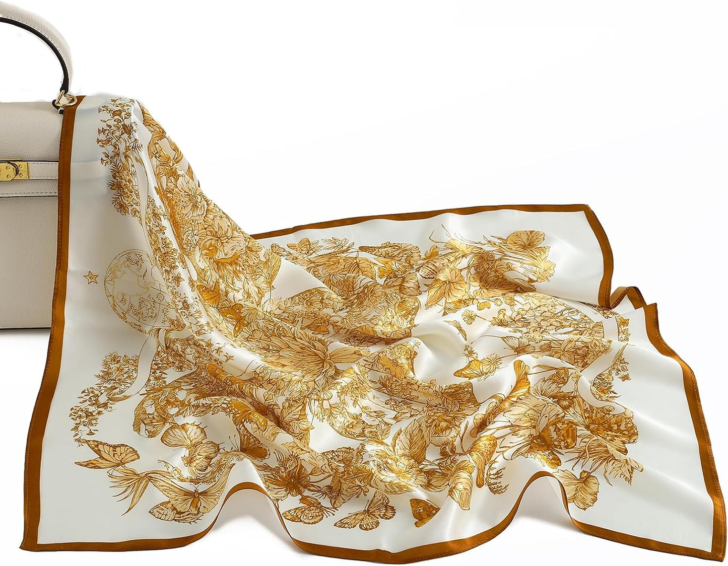 100% Pure Mulberry Silk Square Scarf-27''x27 Lightweight Hair Scarves Headscarf Night Sleeping with Gift Packed