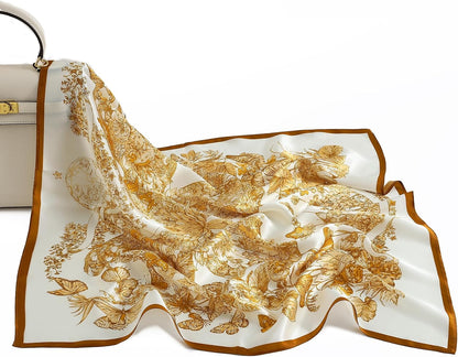100% Pure Mulberry Silk Square Scarf-27''x27 Lightweight Hair Scarves Headscarf Night Sleeping with Gift Packed