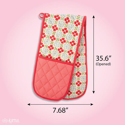 Karma, Double Oven Mitt, Heat Resistant Quilted Pot Holder, Lemon