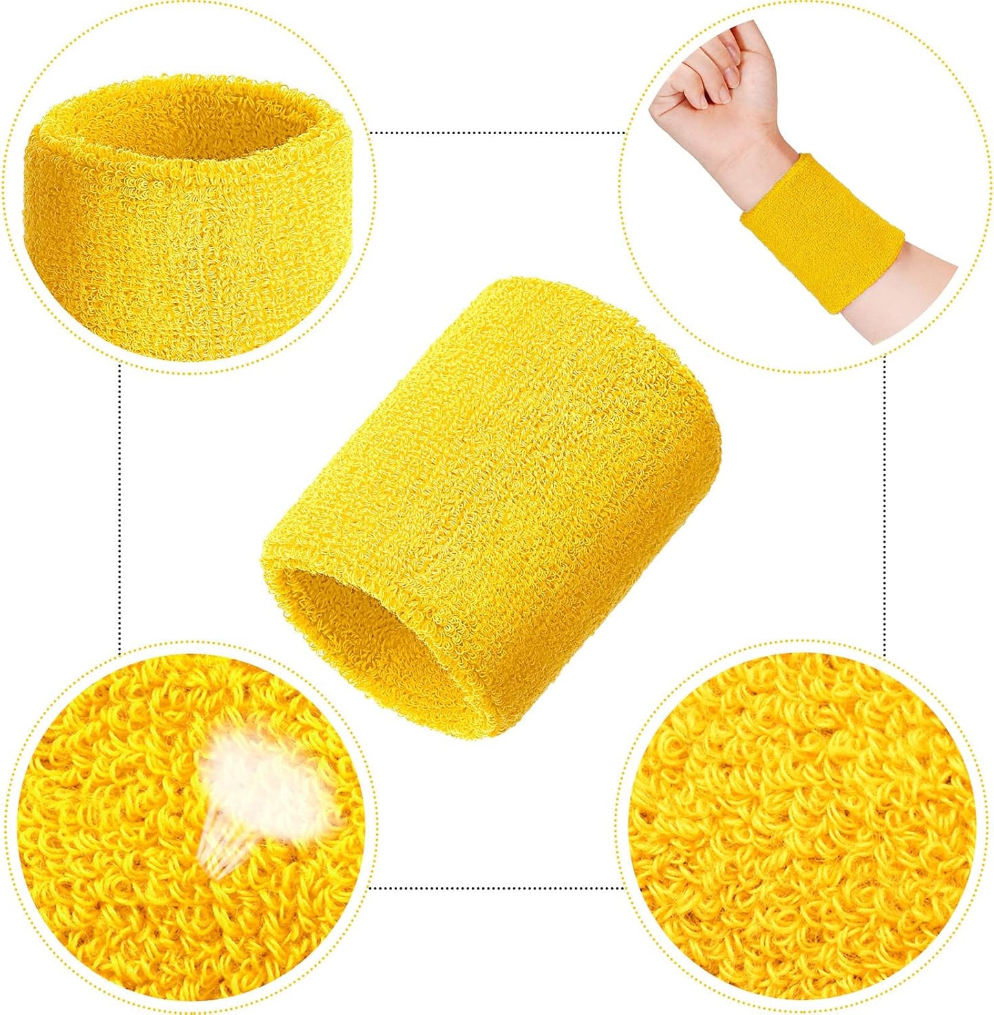 12 Pcs Wristbands Sweatband for Women Men, Neon 80s Sport Wrist Bands for Baseball Basketball Football Tennis Soccer Team Gymnastics Spirit Absorbent Sweatbands