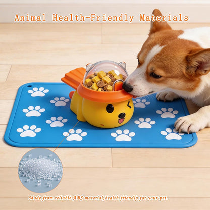 Interactive Dog and Cat Treat Dispenser - Slow Feeder Puzzle Toy for Mental Stimulation (Yellow and Orange)