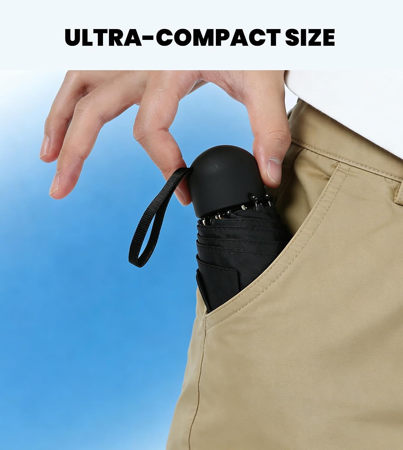 Mini Umbrella for Purse with Case, Sturdy Travel Essentials, UV Sun Protection Lightweight Compact Manual Open Close, Tiny Pocket Fits Purse Backpack, Women Kids Men
