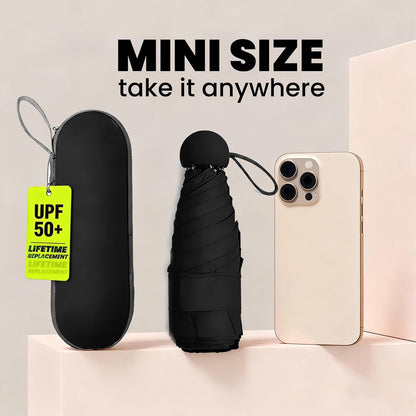 Mini Umbrella for Purse with Case, Sturdy Travel Essentials, UV Sun Protection Lightweight Compact Manual Open Close, Tiny Pocket Fits Purse Backpack, Women Kids Men
