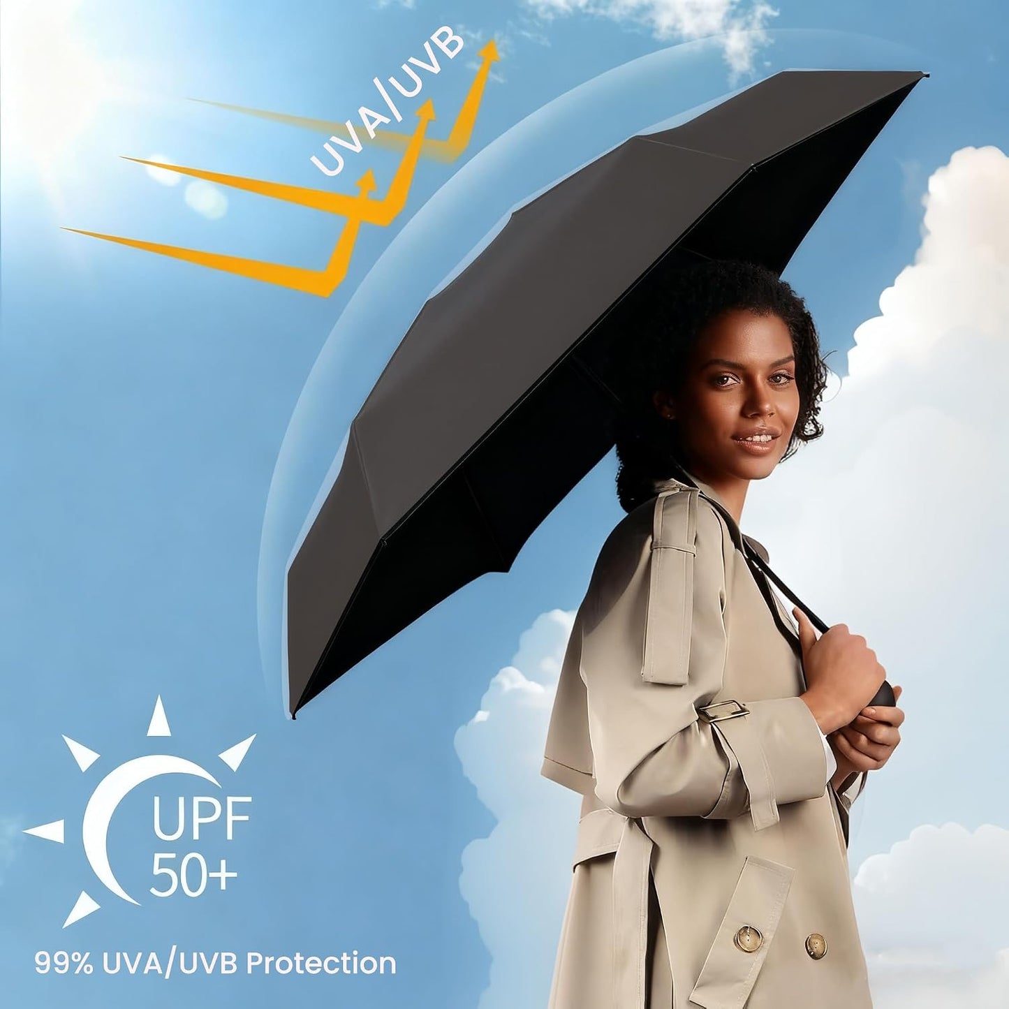 Mini Umbrella for Purse with Case, Sturdy Travel Essentials, UV Sun Protection Lightweight Compact Manual Open Close, Tiny Pocket Fits Purse Backpack, Women Kids Men