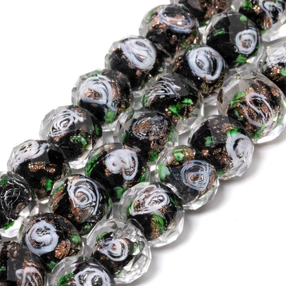50pcs 8~10mm Rose Lampwork Bead Handmade Faceted Yellow Murano Glass Beads for Jewelry Making Supplies, Bracelet, Rosary Craft Making