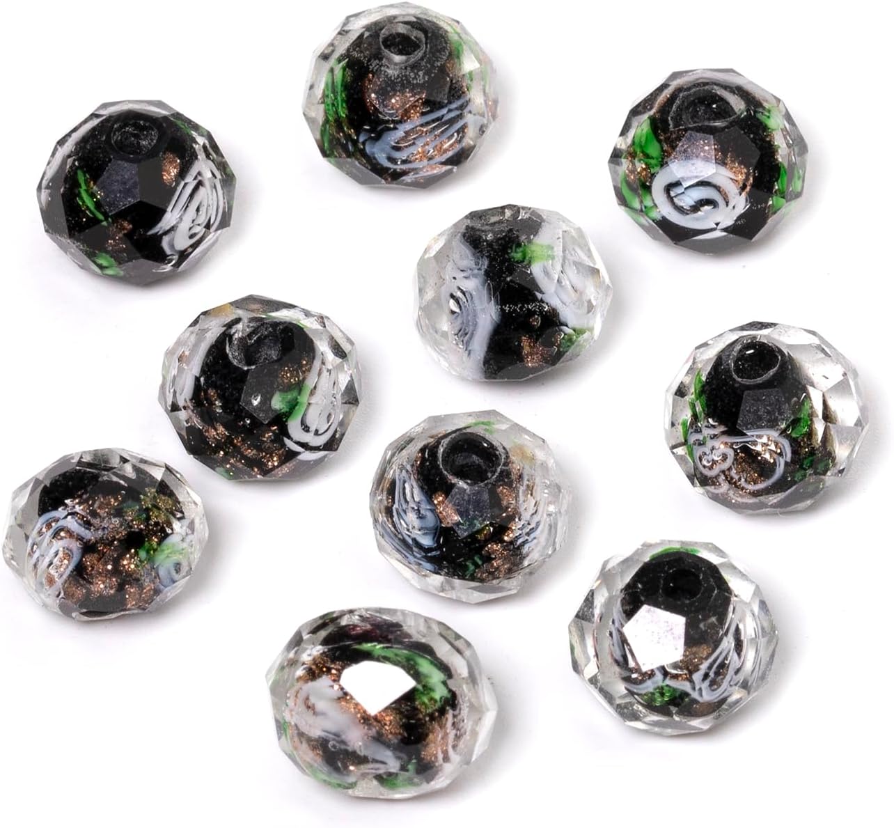 50pcs 8~10mm Rose Lampwork Bead Handmade Faceted Yellow Murano Glass Beads for Jewelry Making Supplies, Bracelet, Rosary Craft Making