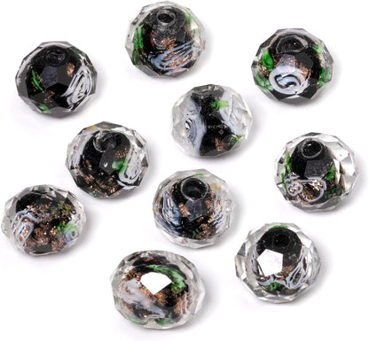 50pcs 8~10mm Rose Lampwork Bead Handmade Faceted Yellow Murano Glass Beads for Jewelry Making Supplies, Bracelet, Rosary Craft Making