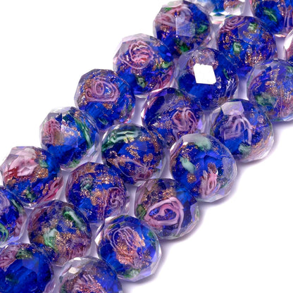 50pcs 8~10mm Rose Lampwork Bead Handmade Faceted Yellow Murano Glass Beads for Jewelry Making Supplies, Bracelet, Rosary Craft Making