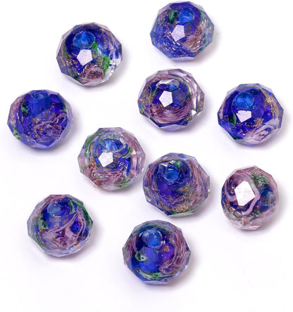 50pcs 8~10mm Rose Lampwork Bead Handmade Faceted Yellow Murano Glass Beads for Jewelry Making Supplies, Bracelet, Rosary Craft Making