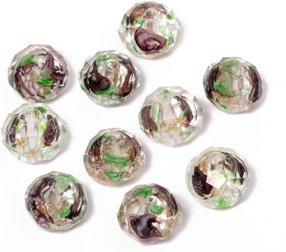 50pcs 8~10mm Rose Lampwork Bead Handmade Faceted Yellow Murano Glass Beads for Jewelry Making Supplies, Bracelet, Rosary Craft Making