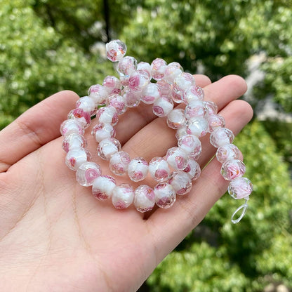 50pcs 8~10mm Rose Lampwork Bead Handmade Faceted Yellow Murano Glass Beads for Jewelry Making Supplies, Bracelet, Rosary Craft Making