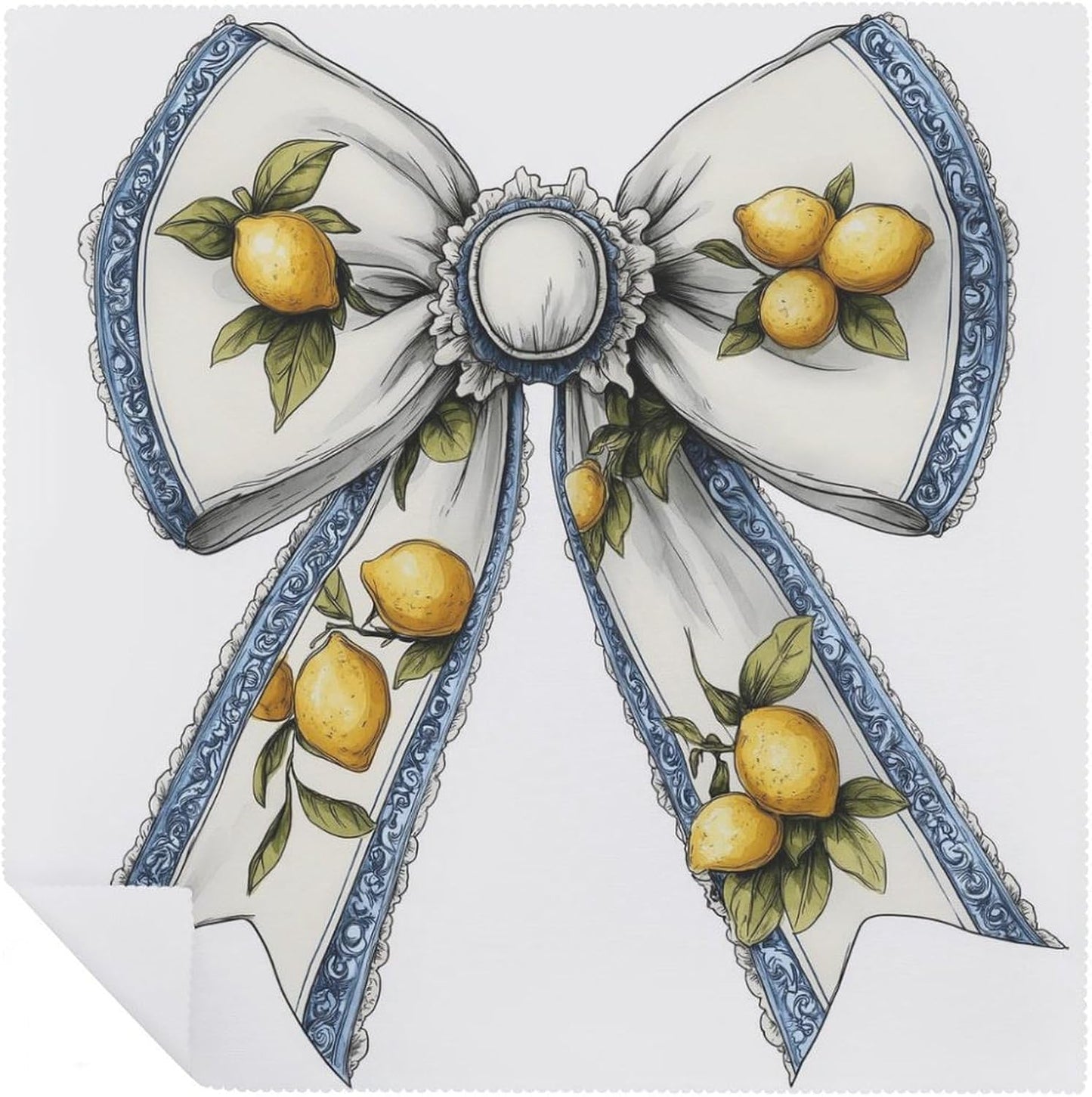 Cowgirl Bow with Yellow Lemons Pattern Cloth Napkins Set of 6, Square Premium Reusable Washable Polyester Table Linen Napkin for Dinner Party