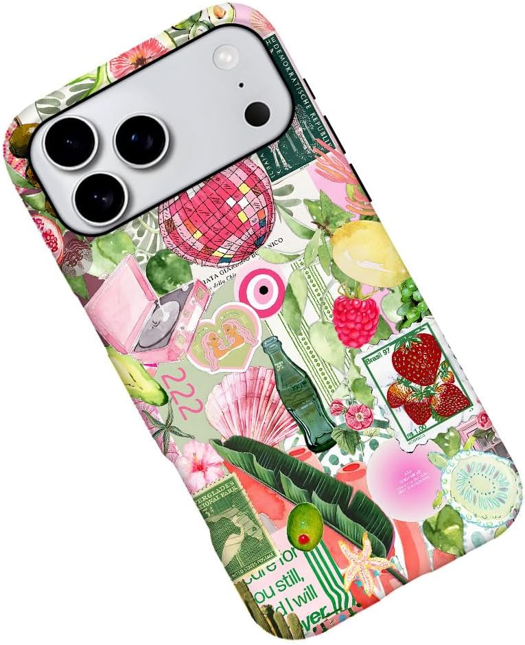 Case for iPhone 17 Pro Max,Fruit Lemon Leaf Collage Phone Case Military-Grade Drop Protection Cover for Women Girl - Frosted