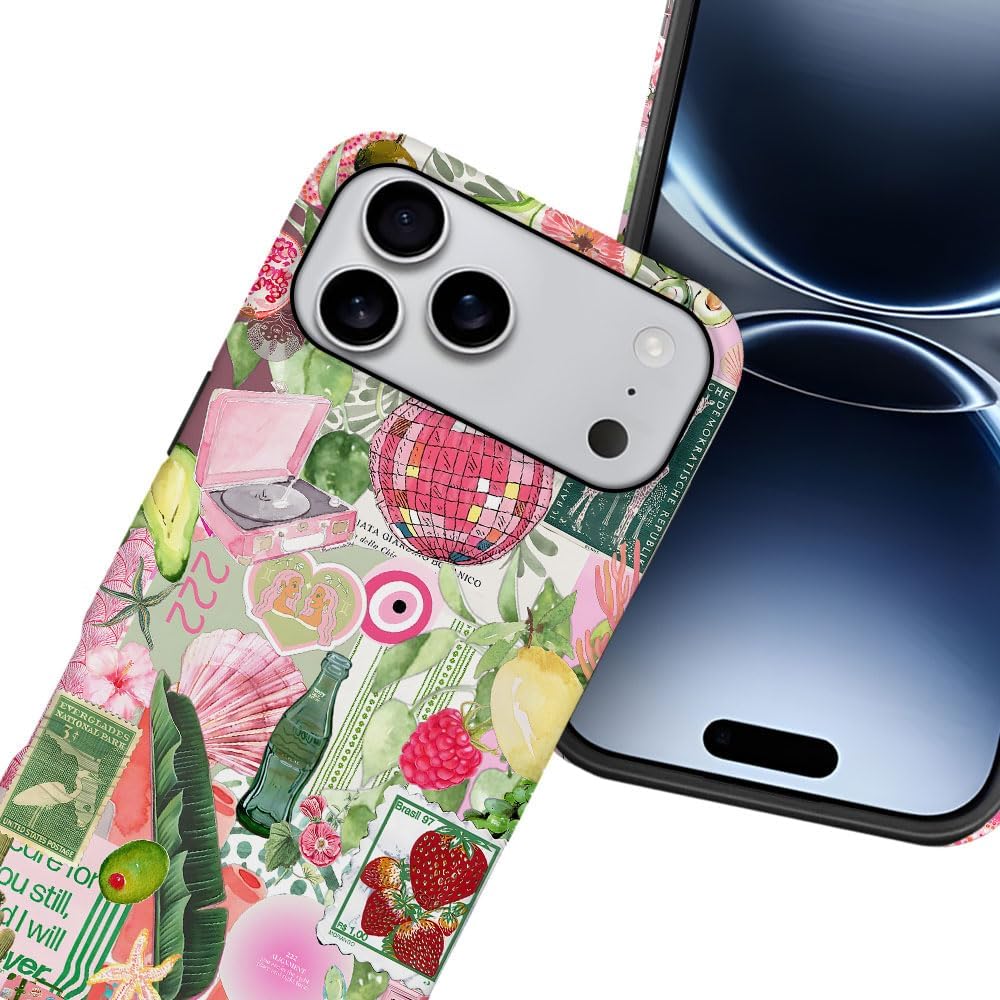 Case for iPhone 17 Pro Max,Fruit Lemon Leaf Collage Phone Case Military-Grade Drop Protection Cover for Women Girl - Frosted