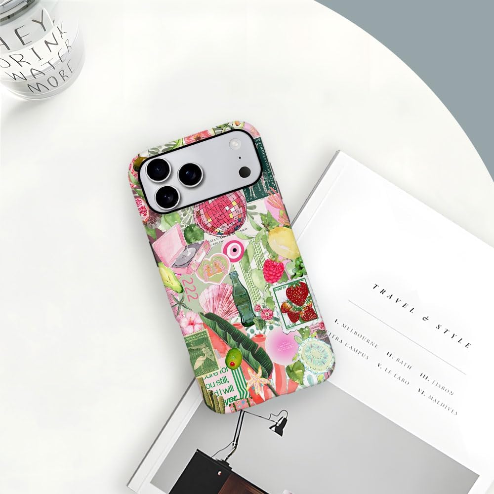 Case for iPhone 17 Pro Max,Fruit Lemon Leaf Collage Phone Case Military-Grade Drop Protection Cover for Women Girl - Frosted