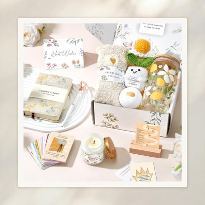 Birthday Gifts for Women, Sending Sunshine Christmas Gifts, Get Well Soon Basket Care Package with Wine tumblers for Thinking of You Her Sister Best Friend