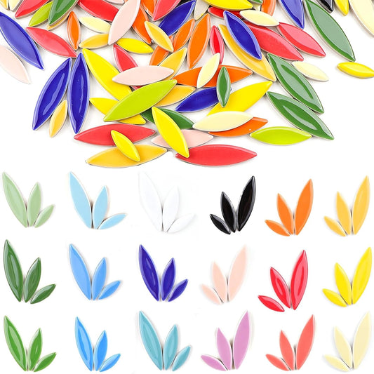 200g Ceramic Mosaic DIY Set Colorful Petal Ceramics Leafy Vein Mosaic Tiles Craft Materials Mosaic Art Materials - Mixed Colors