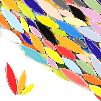 200g Ceramic Mosaic DIY Set Colorful Petal Ceramics Leafy Vein Mosaic Tiles Craft Materials Mosaic Art Materials - Mixed Colors