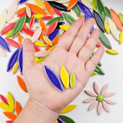 200g Ceramic Mosaic DIY Set Colorful Petal Ceramics Leafy Vein Mosaic Tiles Craft Materials Mosaic Art Materials - Mixed Colors