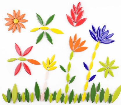 200g Ceramic Mosaic DIY Set Colorful Petal Ceramics Leafy Vein Mosaic Tiles Craft Materials Mosaic Art Materials - Mixed Colors