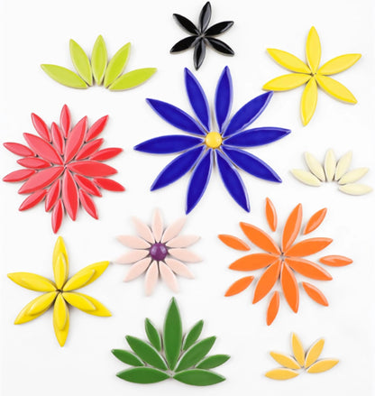 200g Ceramic Mosaic DIY Set Colorful Petal Ceramics Leafy Vein Mosaic Tiles Craft Materials Mosaic Art Materials - Mixed Colors
