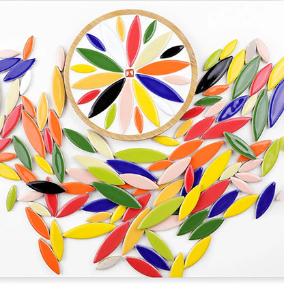 200g Ceramic Mosaic DIY Set Colorful Petal Ceramics Leafy Vein Mosaic Tiles Craft Materials Mosaic Art Materials - Mixed Colors