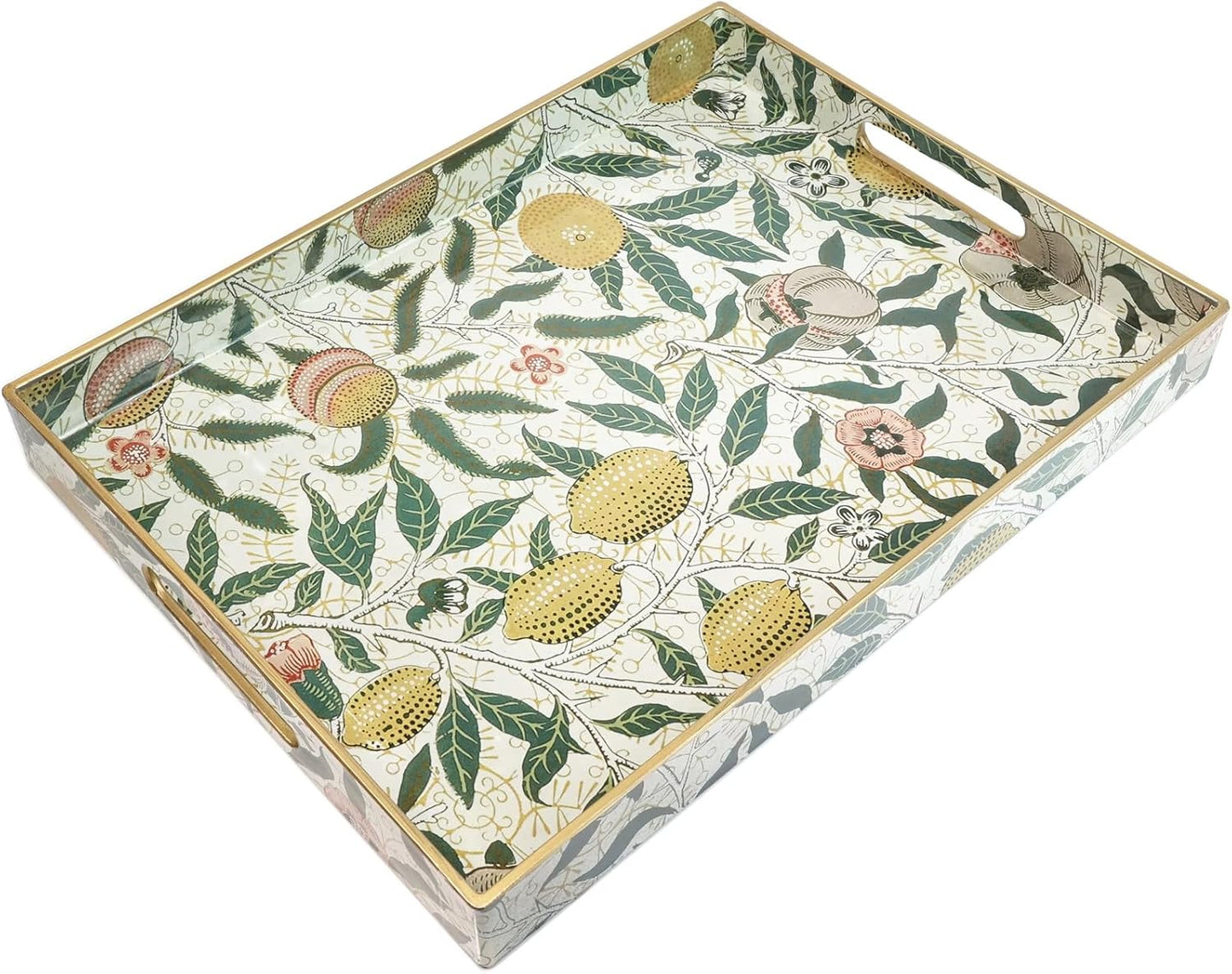 Lemon Serving Tray with Handles, Plastic Decorative Tray for Coffee Table, Living Room, Home Decor