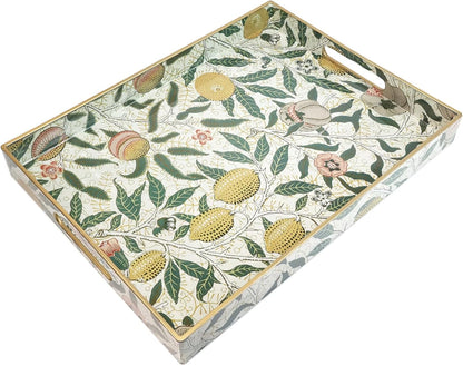 Lemon Serving Tray with Handles, Plastic Decorative Tray for Coffee Table, Living Room, Home Decor