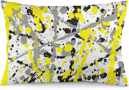 Black Grey and Yellow Ink Splatter Fashionable and Lightweight Ultra Soft Long Polyester Pillow Cover 12 "x20