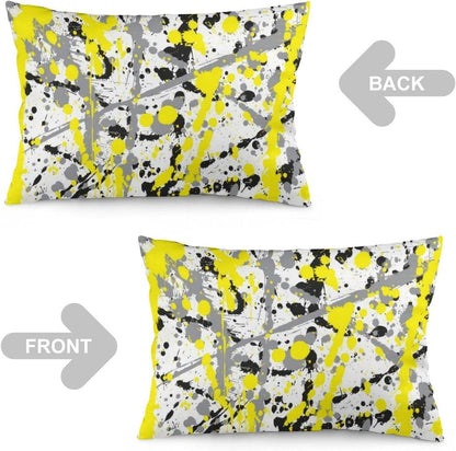 Black Grey and Yellow Ink Splatter Fashionable and Lightweight Ultra Soft Long Polyester Pillow Cover 12 "x20