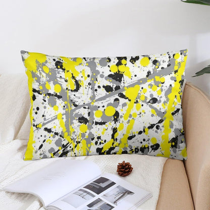 Black Grey and Yellow Ink Splatter Fashionable and Lightweight Ultra Soft Long Polyester Pillow Cover 12 "x20