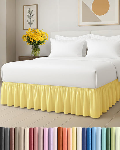 Bedskirt Queen Size Ruffle - 15 inch Drop Dust Ruffle Bed Skirt with Platform - Ultra-Soft, Easy Fit, Premium Hotel Quality - Wrinkle, Fade & Shrink Resistant - For Women, Men, Kids and Teens - Yellow