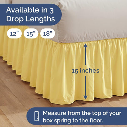 Bedskirt Queen Size Ruffle - 15 inch Drop Dust Ruffle Bed Skirt with Platform - Ultra-Soft, Easy Fit, Premium Hotel Quality - Wrinkle, Fade & Shrink Resistant - For Women, Men, Kids and Teens - Yellow