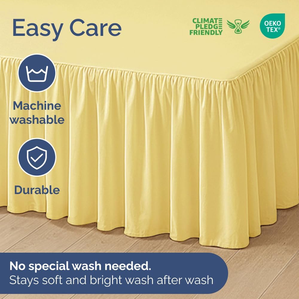Bedskirt Queen Size Ruffle - 15 inch Drop Dust Ruffle Bed Skirt with Platform - Ultra-Soft, Easy Fit, Premium Hotel Quality - Wrinkle, Fade & Shrink Resistant - For Women, Men, Kids and Teens - Yellow