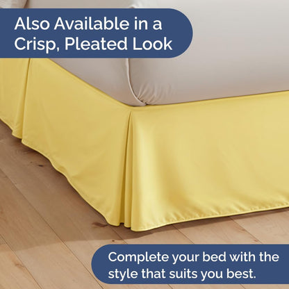 Bedskirt Queen Size Ruffle - 15 inch Drop Dust Ruffle Bed Skirt with Platform - Ultra-Soft, Easy Fit, Premium Hotel Quality - Wrinkle, Fade & Shrink Resistant - For Women, Men, Kids and Teens - Yellow