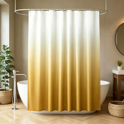 Ombre Yellow and White Shower Curtain Liner,Waterproof Fabric Shower Curtain with 3 Weighted Magnets, Odorless Cloth Lightweight Bathroom Curtain,Sturdy Rustproof Grommets,72 x 72