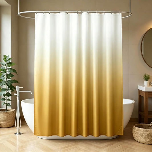 Ombre Yellow and White Shower Curtain Liner,Waterproof Fabric Shower Curtain with 3 Weighted Magnets, Odorless Cloth Lightweight Bathroom Curtain,Sturdy Rustproof Grommets,72 x 72